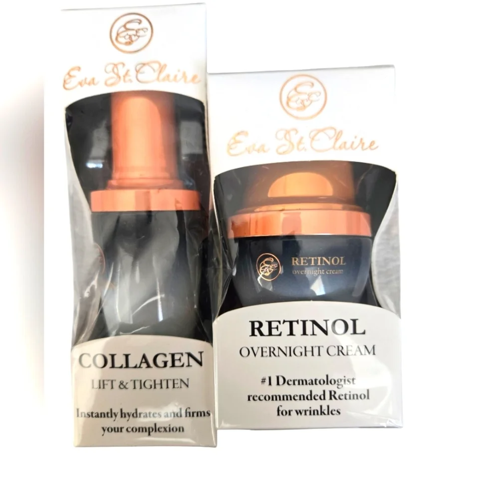 Retinol Overnight Cream and Collagen Lift & Tighten Set - Black and Gold